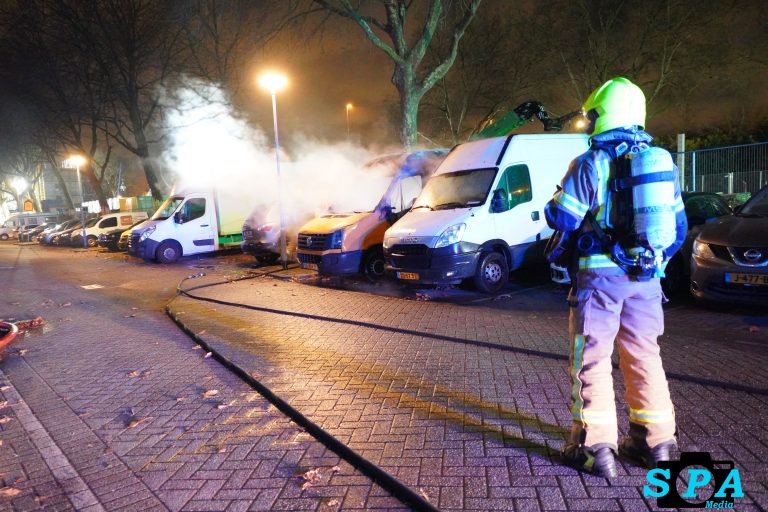 Bedrijfswagen in brand Ludolf de Jonghstraat Rotterdam